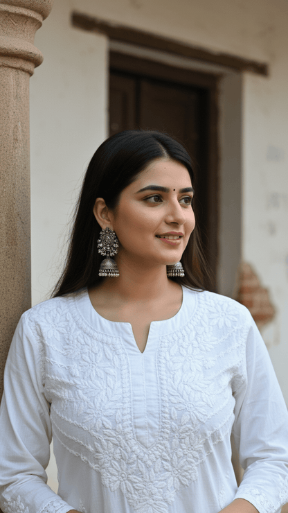 Khwaab Cotton Chikankari Kurtas - Classic White
