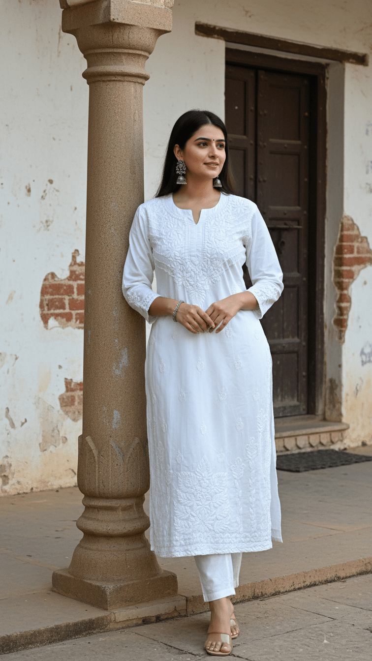 Khwaab Cotton Chikankari Kurtas - Classic White