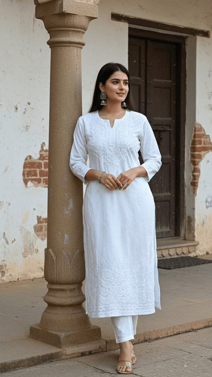 Khwaab Cotton Chikankari Kurtas - Classic White