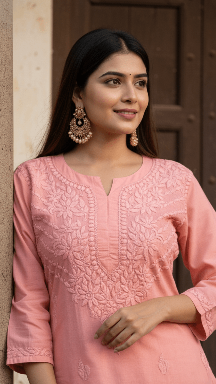 Khwaab Cotton Chikankari Kurtas - Mocha Brown