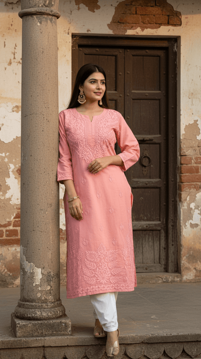 Khwaab Cotton Chikankari Kurtas - Mocha Brown