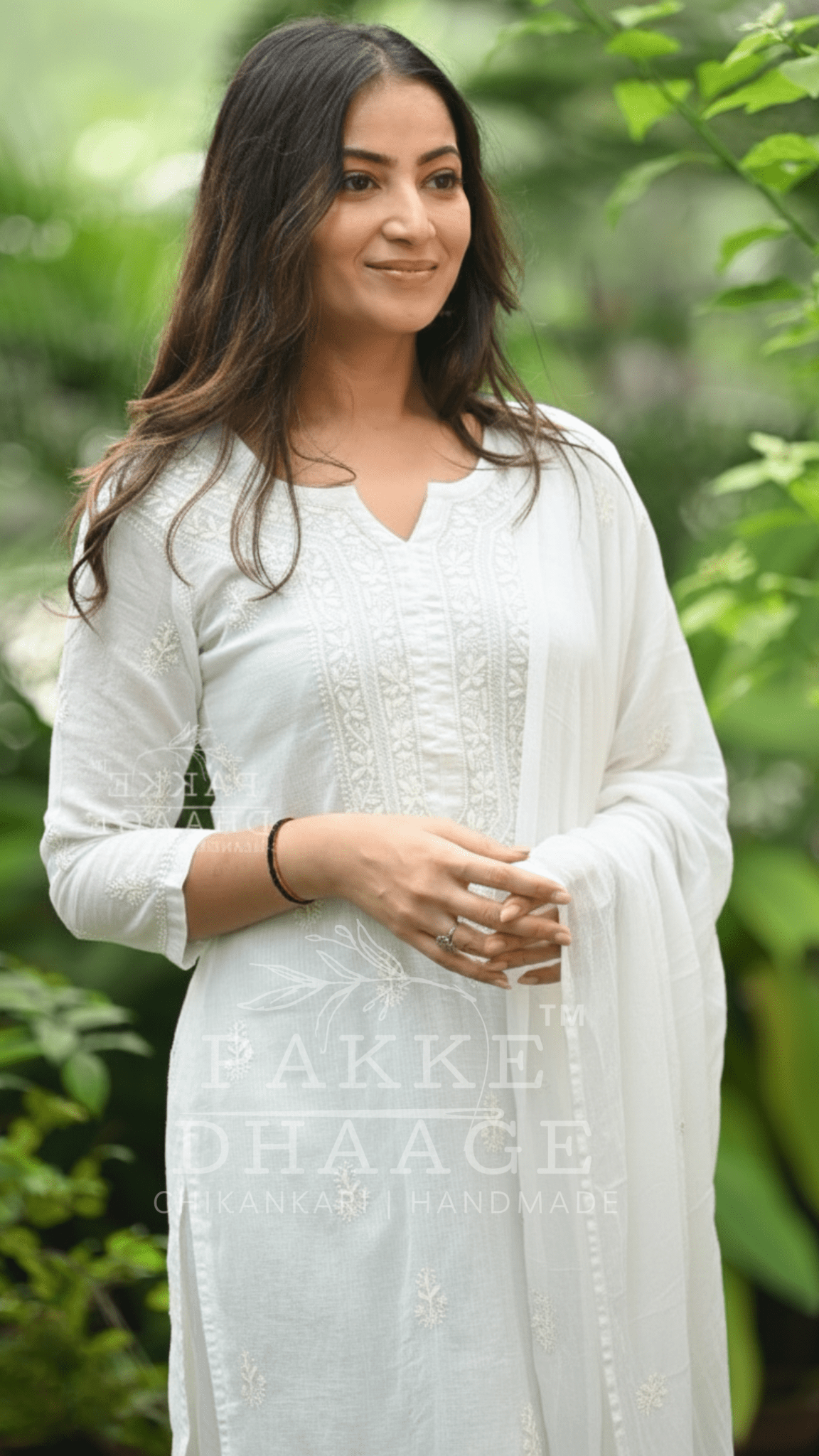 Kyra Pure Kota Doria Chikankari Kurta and Kurta Sets Pristine White