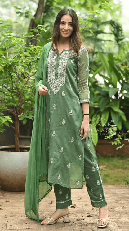 Kyra Pure Kota Doria Chikankari Kurta and Kurta Sets