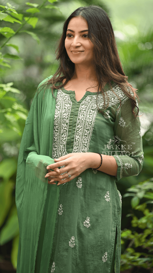 Kyra Pure Kota Doria Chikankari Kurta and Kurta Sets