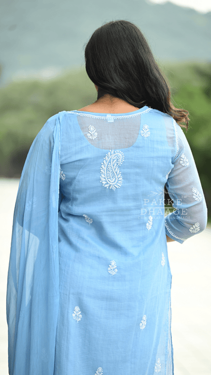 Kyra Pure Kota Doria Chikankari Kurta and Kurta Sets