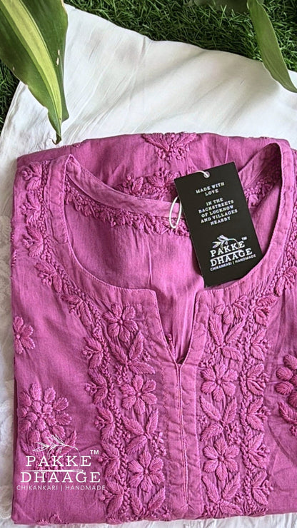 Maahi Pure Mulmul Chikankari Kurtis Light Jamun