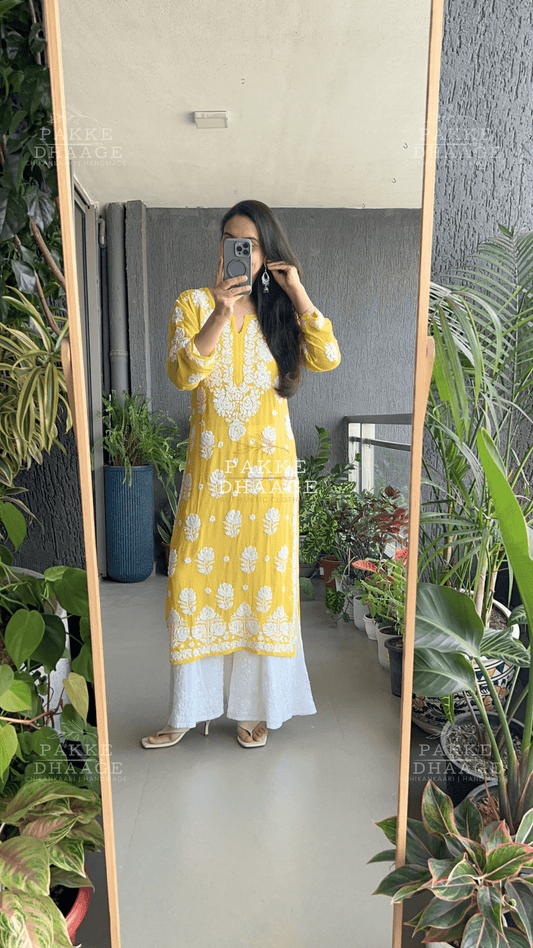 Maahi Pure Viscose Kurta - Cheerful Yellow