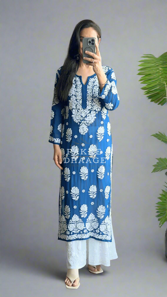 Blue Chikankari kurti
