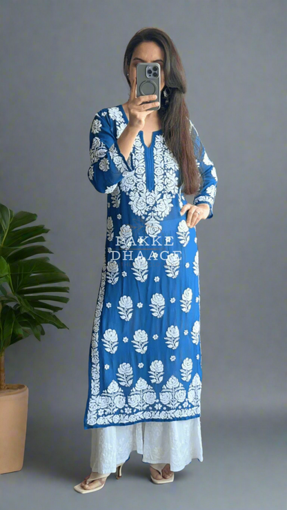 Blue chikankari kurta