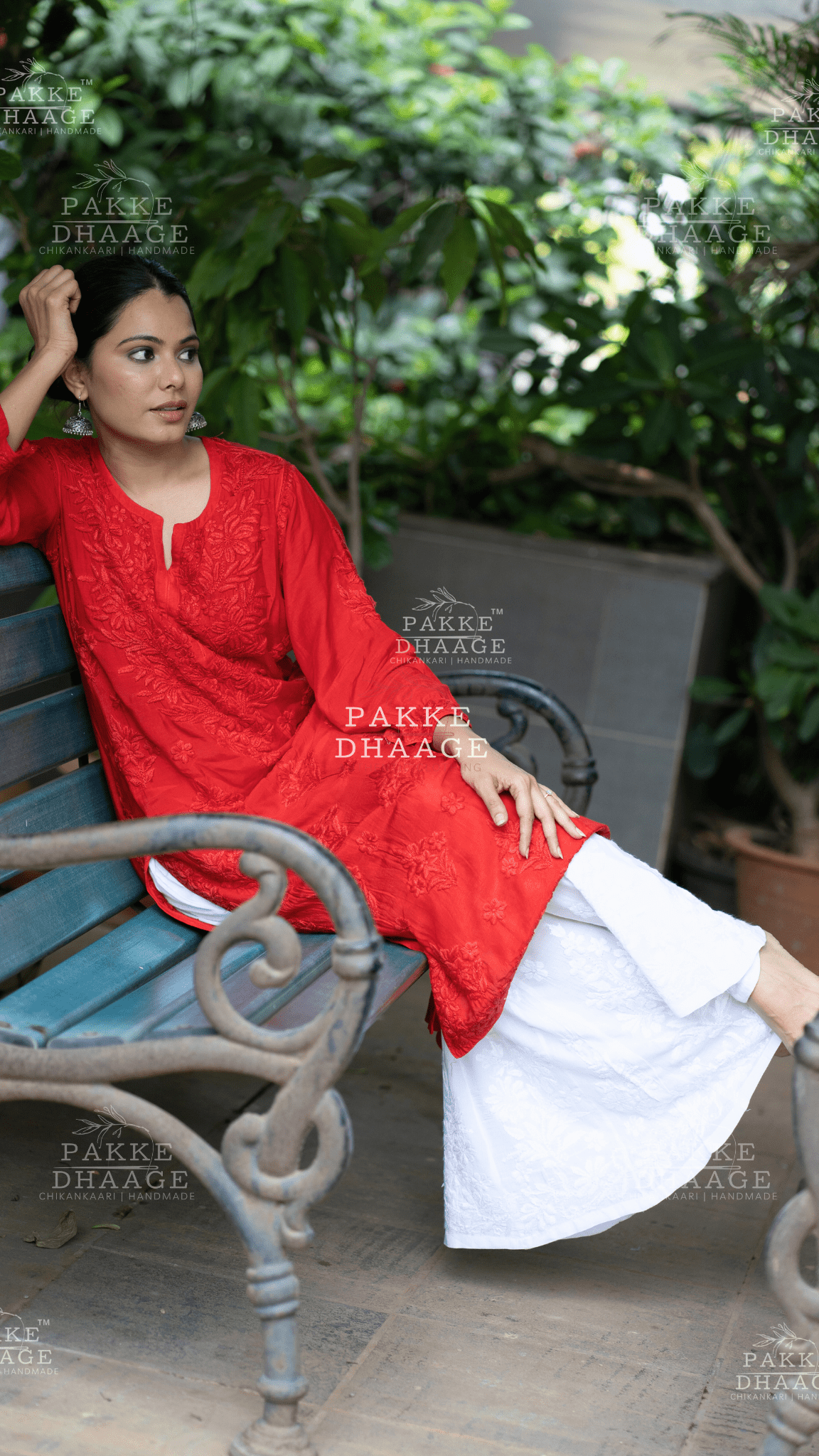 Mahek Pure Muslin Silk Kurta - Fiery Red