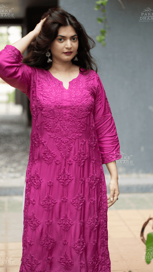 Mahek Pure Muslin Silk Kurta - Orchid Wine