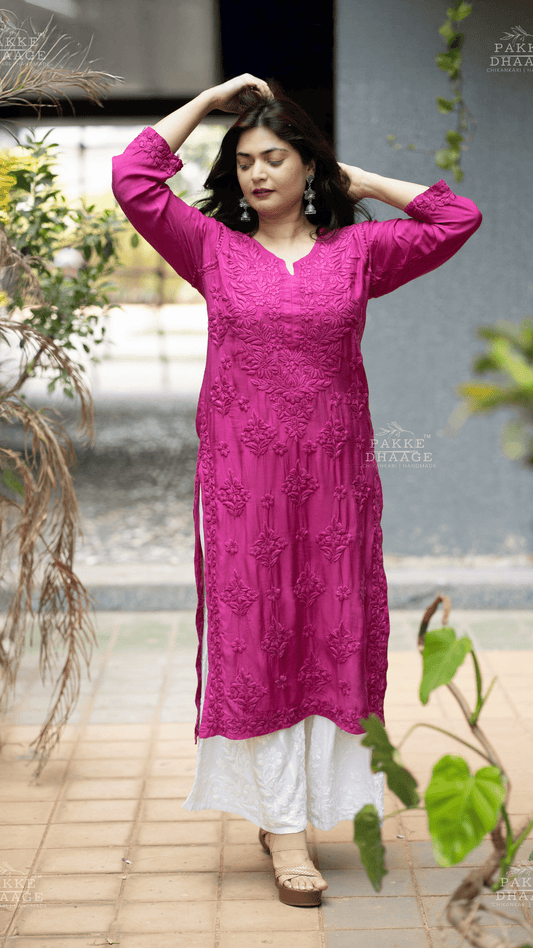 Mahek Pure Muslin Silk Kurta - Orchid Wine