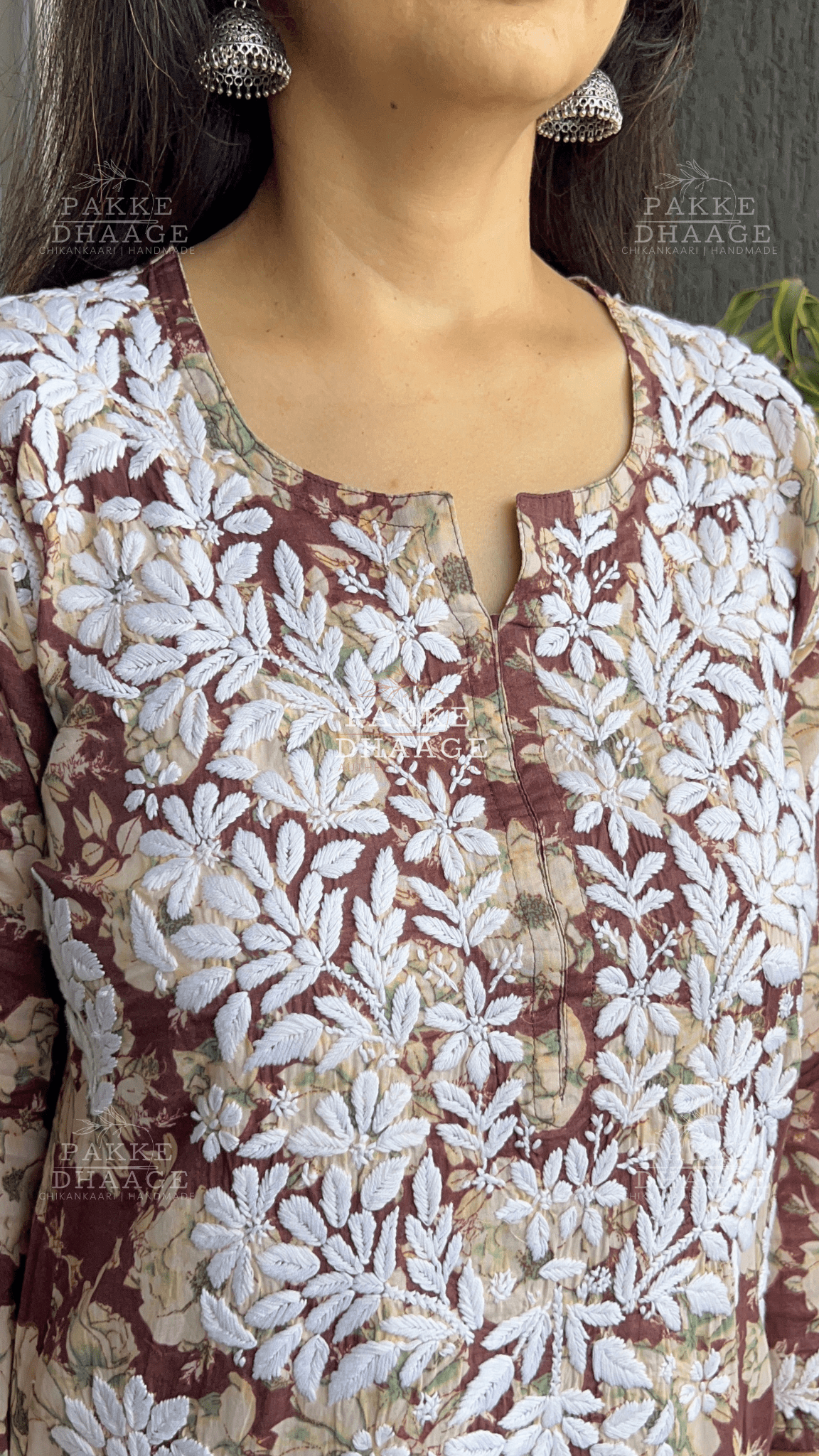 Maira Printed Mulmul Kurta - Chestnut Brown