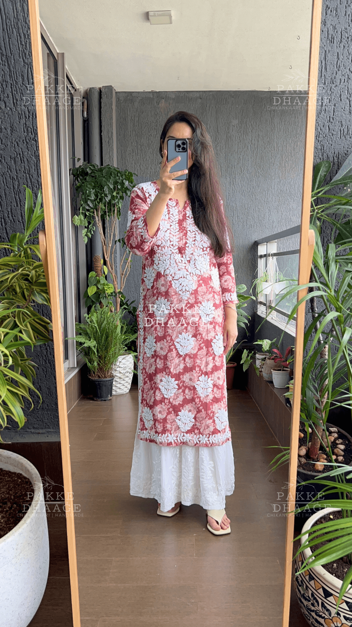 Maira Printed Mulmul Kurta - Chilli Pepper Red