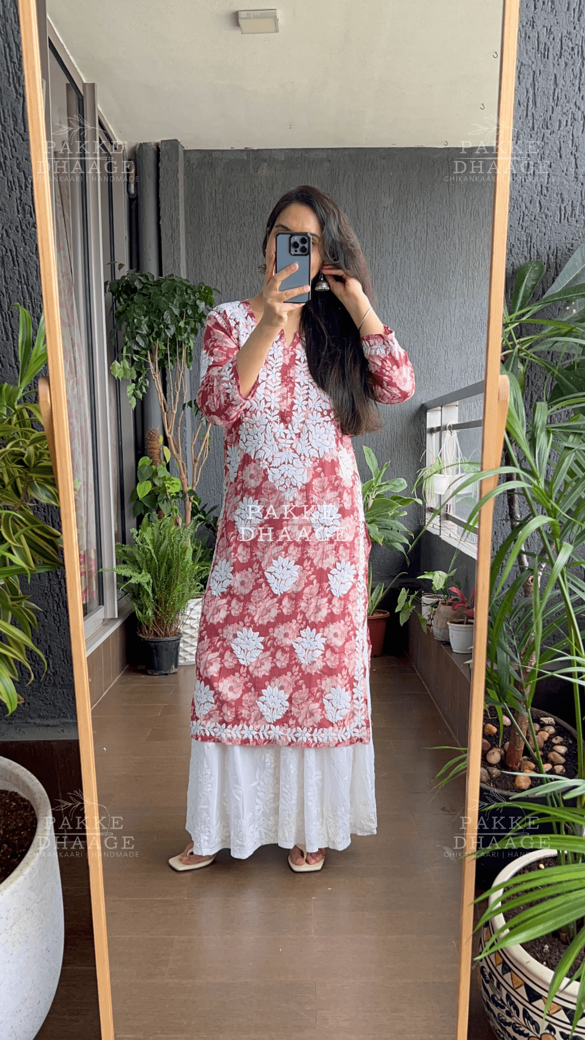 Maira Printed Mulmul Kurta - Chilli Pepper Red