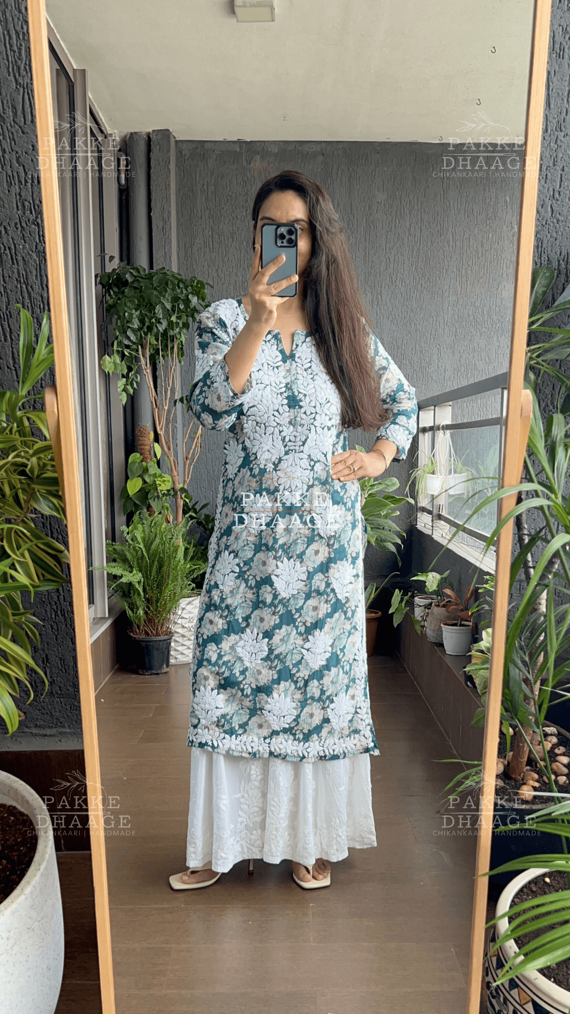 Maira Printed Mulmul Kurta - Turquoise