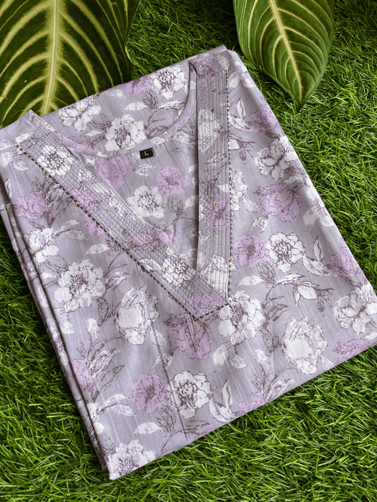 Maya Pure Cotton Jaipuri Kurti Pastel Lilac