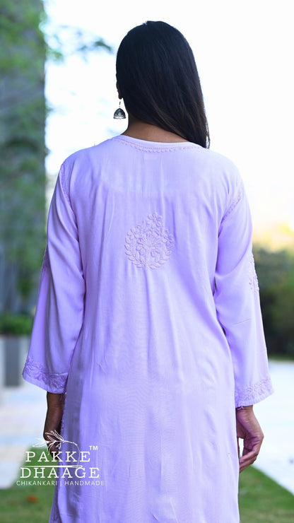 Meher Chikankari 2PC Kurta Palazzo Set - Wisteria Lilac