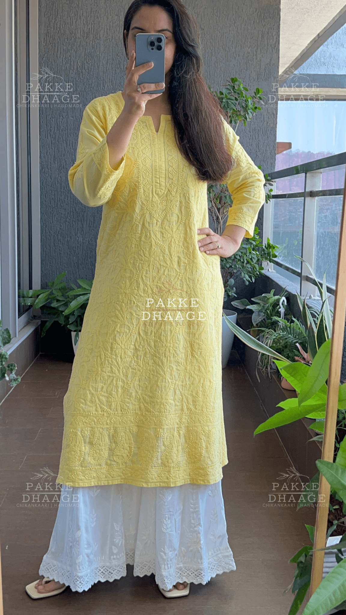 Modal Chikankari Palazzo with Lace Border- Free Size