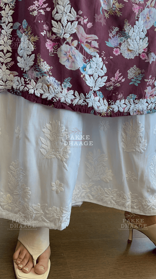 Modal Chikankari Straight Palazzo - Free Size