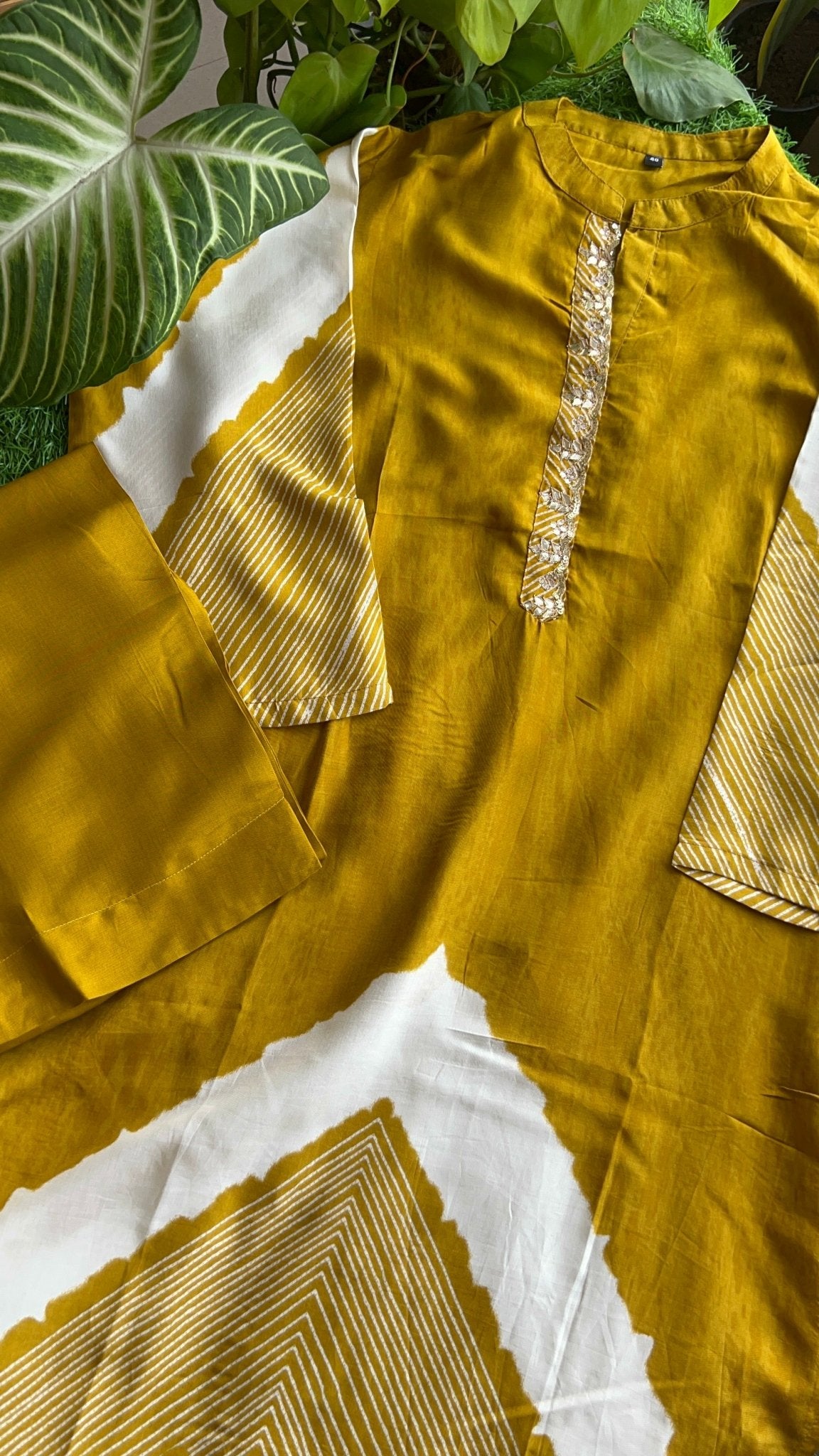 Muslin Muse Kurta 2pc Kurta Pant Set Mustard Yellow