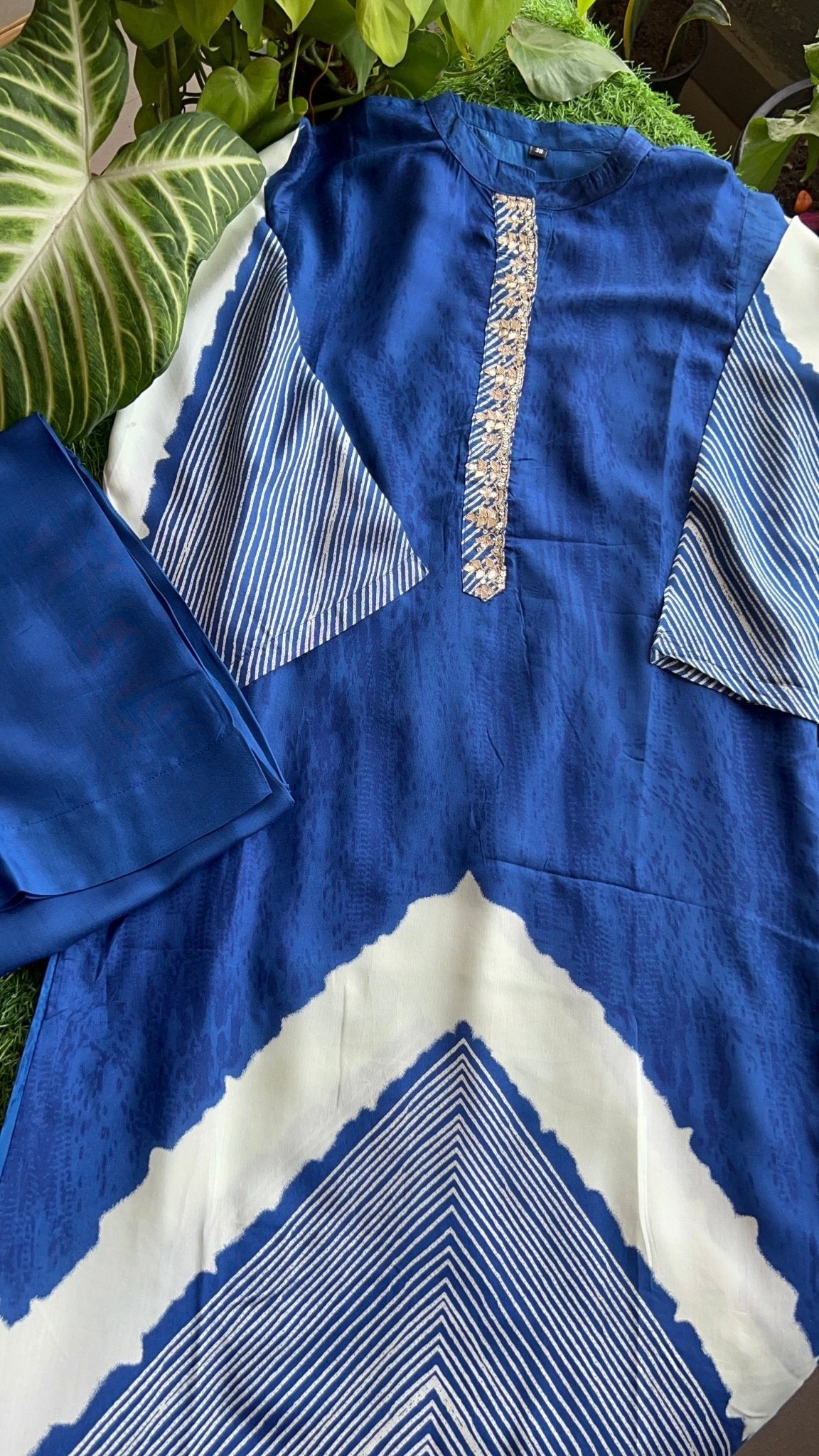 Muslin Muse Kurta 2pc Kurta Pant Set Royal Blue