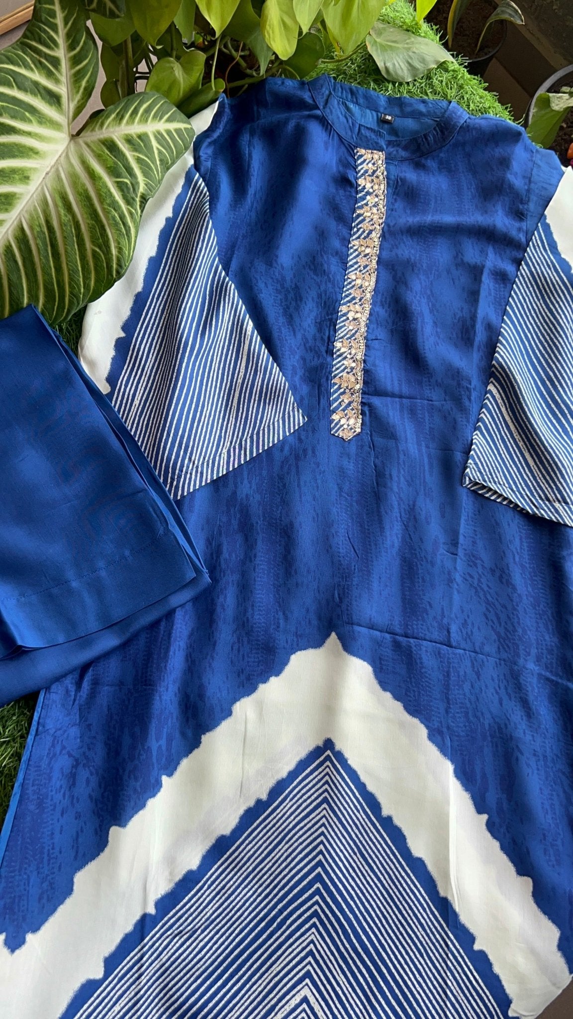 Muslin Muse Kurta 2pc Kurta Pant Set Royal Blue