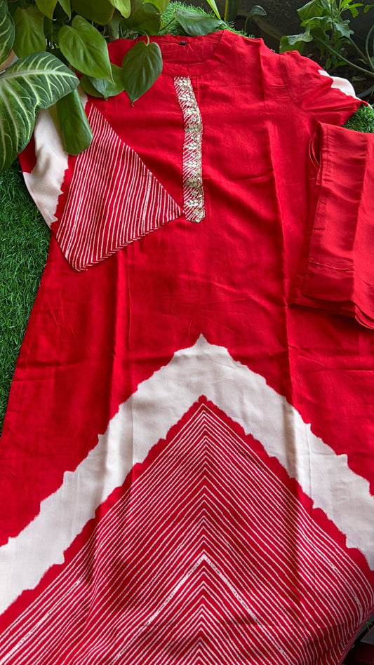 Muslin Muse Kurta 2pc Kurta Pant Set Sindoori Red