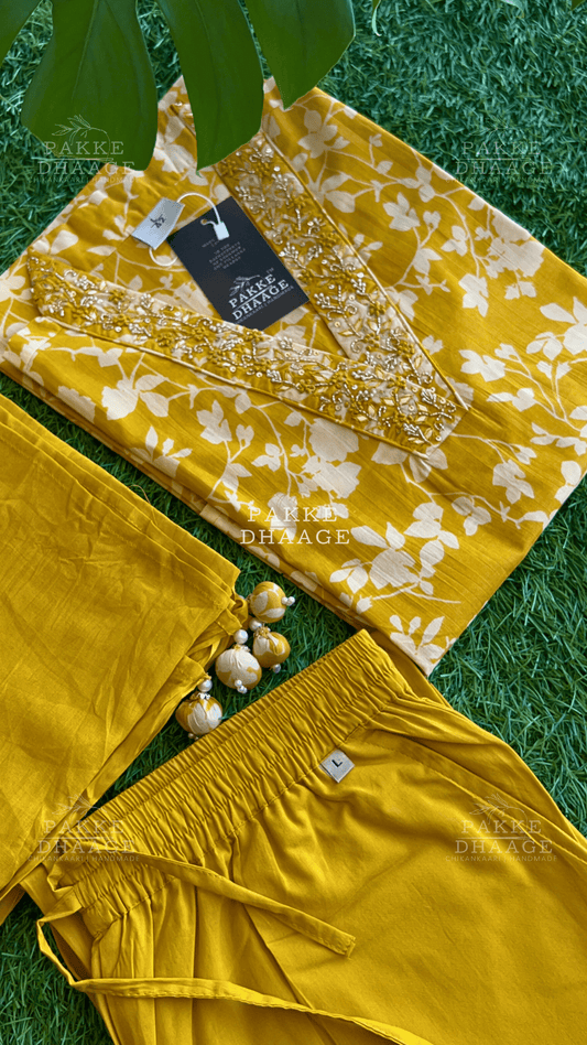 Mustard Bloom Jaipuri Suit Set