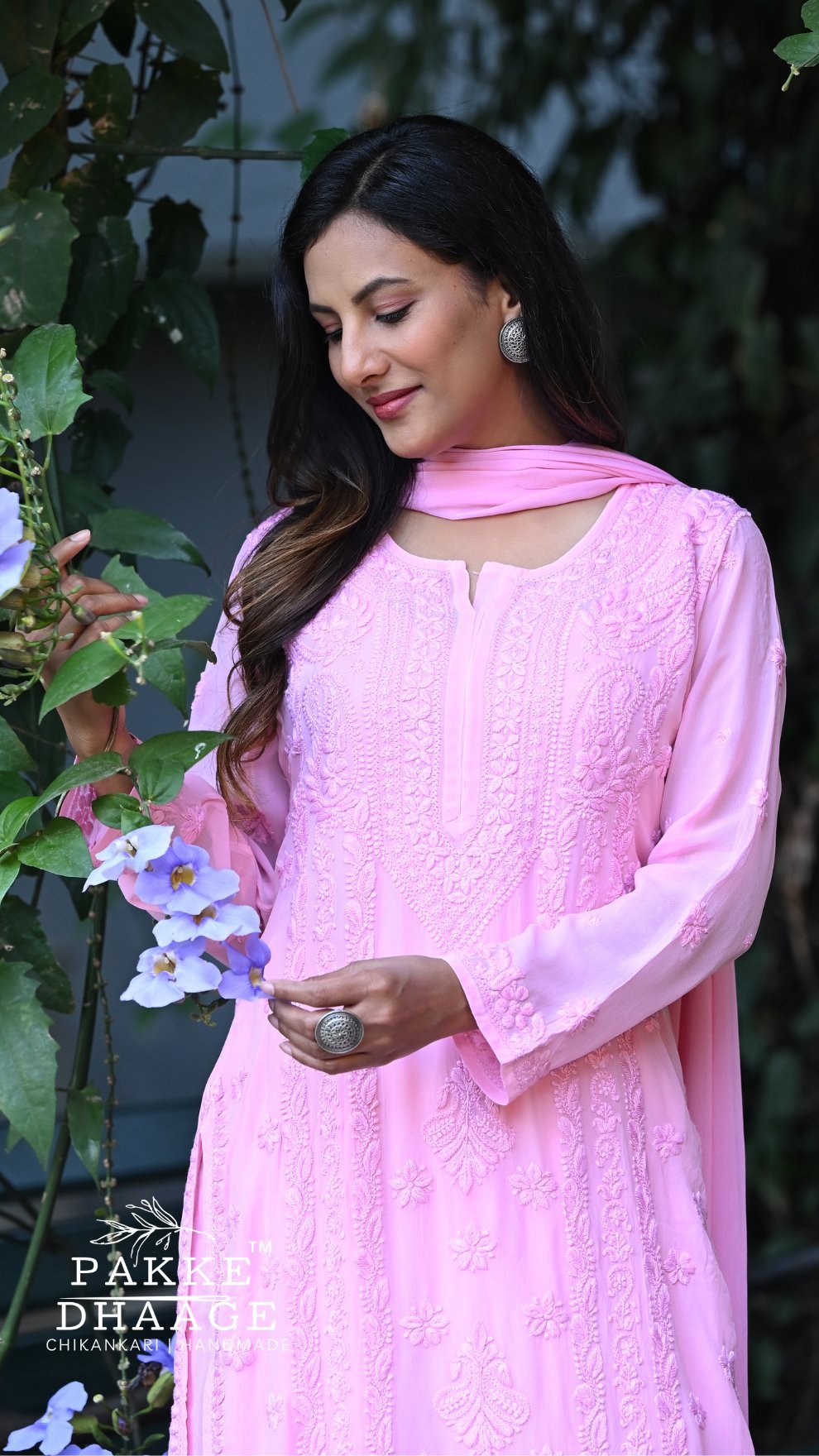 Nazakat Pure Viscose Georgette Kurtas & Sets Blush Petal