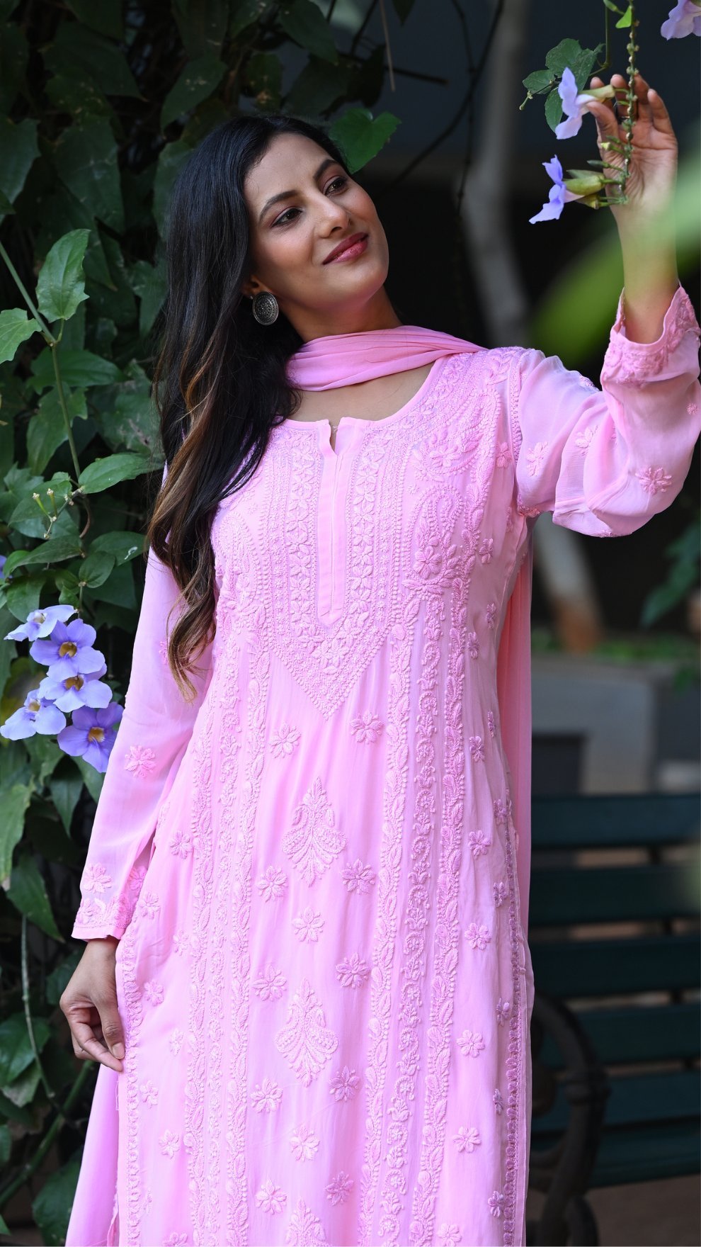Nazakat Pure Viscose Georgette Kurtas & Sets Blush Petal