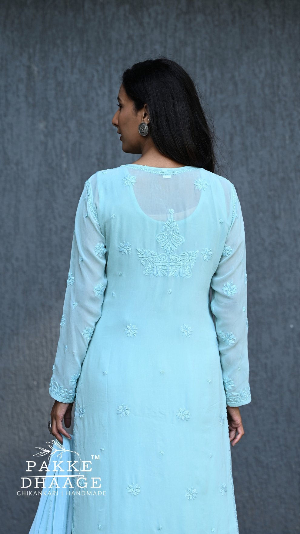Nazakat Pure Viscose Georgette Kurtas & Sets Glacier Mist