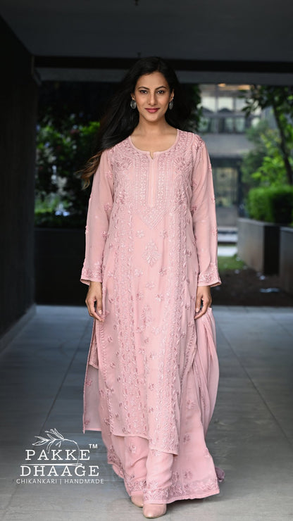 Nazakat Pure Viscose Georgette Kurtas & Sets Sandstone Pink