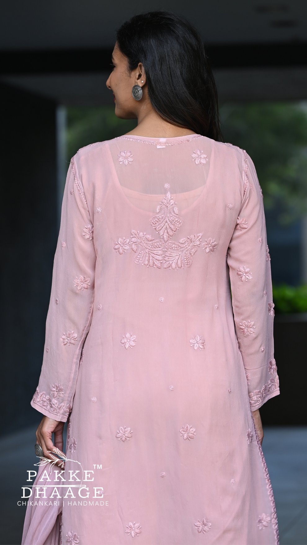 Nazakat Pure Viscose Georgette Kurtas & Sets Sandstone Pink
