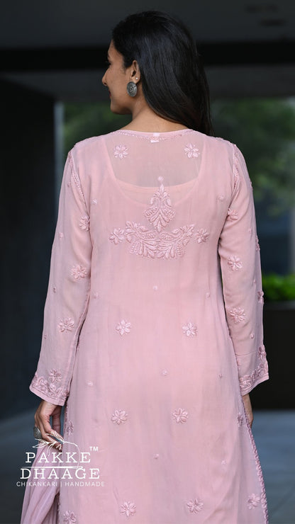 Nazakat Pure Viscose Georgette Kurtas & Sets Sandstone Pink