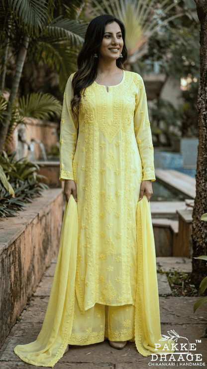 Nazakat Pure Viscose Georgette Kurtas & Sets Soft Primrose