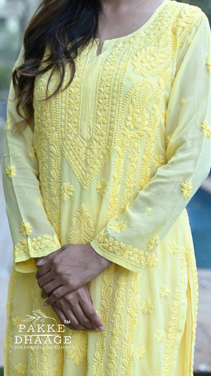 Nazakat Pure Viscose Georgette Kurtas & Sets Soft Primrose