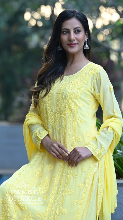 Nazakat Pure Viscose Georgette Kurtas & Sets Soft Primrose