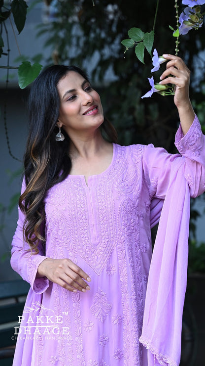 Nazakat Pure Viscose Georgette Kurtas & Sets Wisteria Lilac