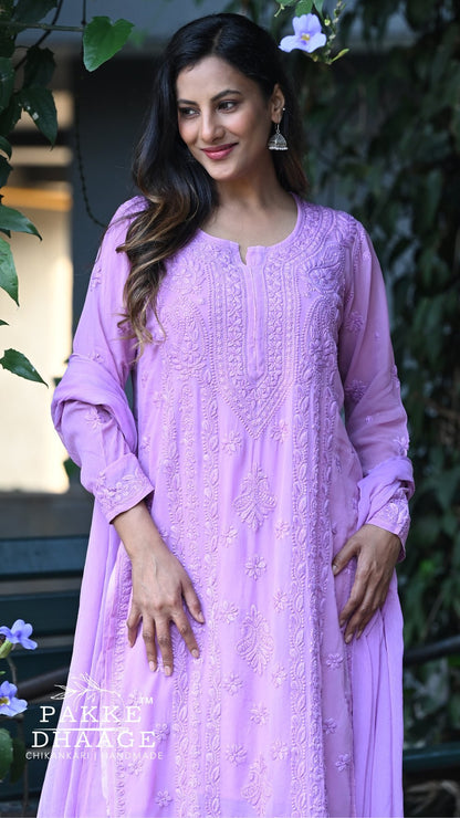 Nazakat Pure Viscose Georgette Kurtas & Sets Wisteria Lilac