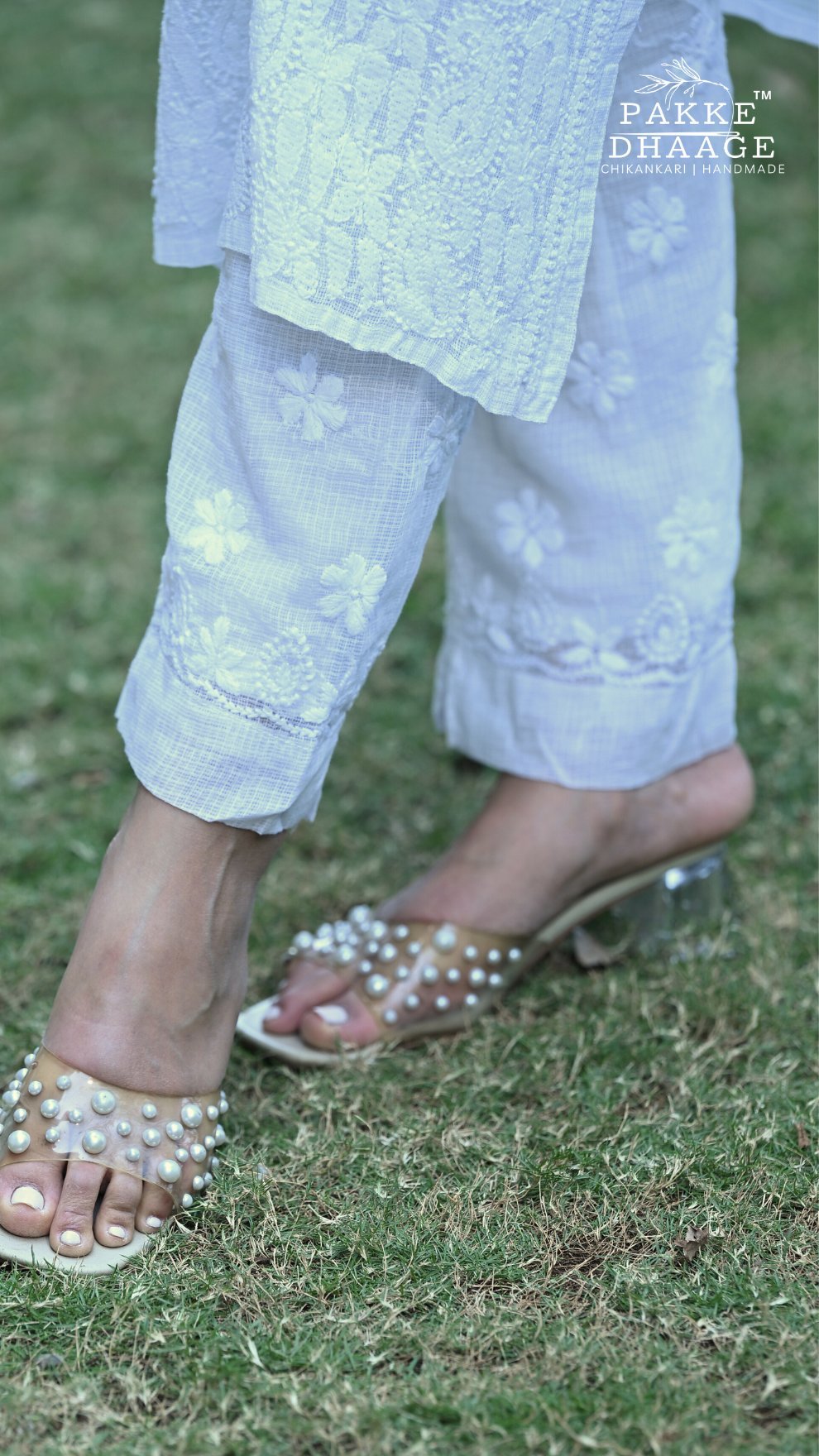 Nazia Pure Kota Doria Chikankari Kurta and Kurta Sets - Stunning White