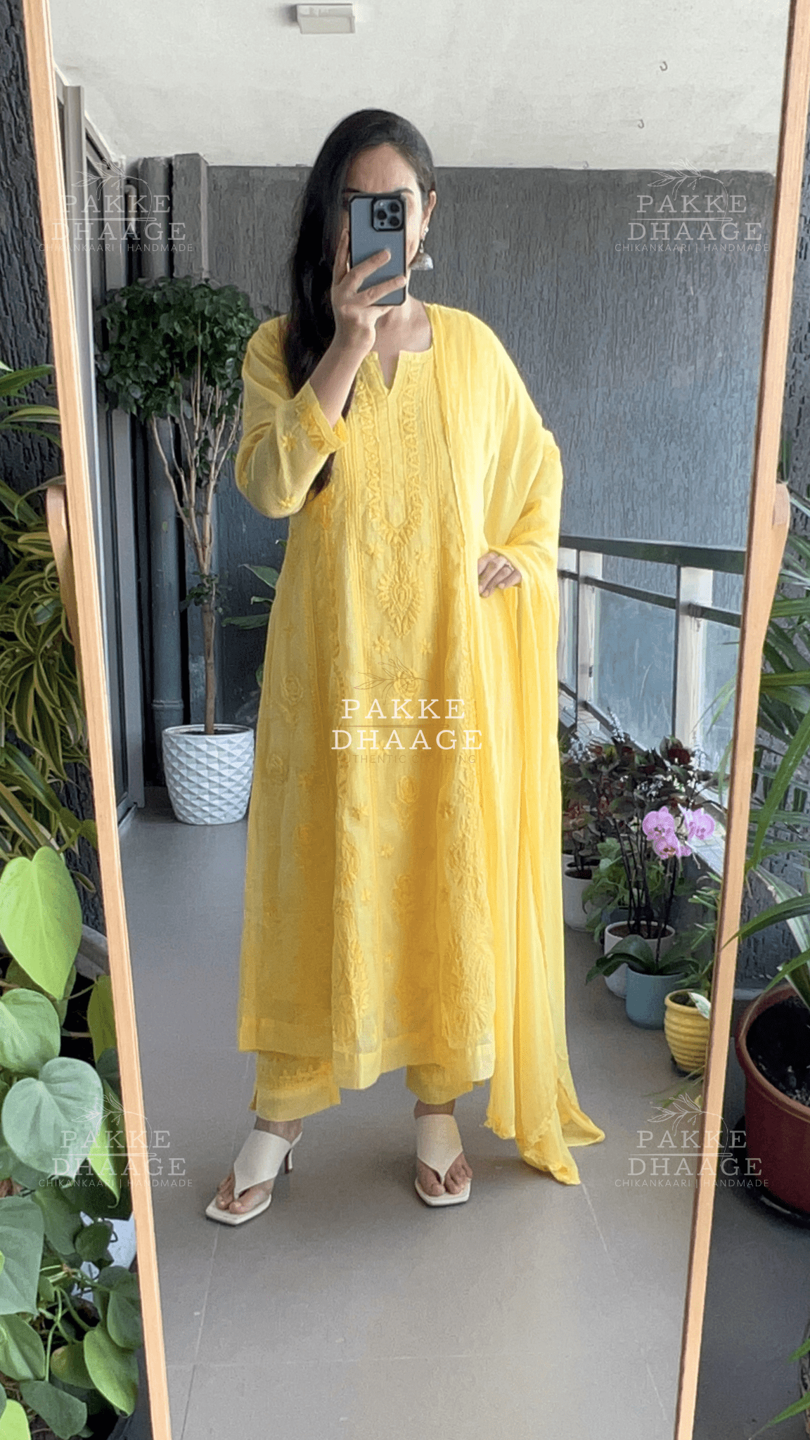 Nazm Pure Kota Doria Anarkali - Buttercup Yellow