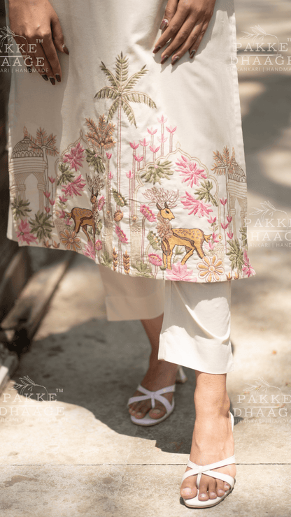 Needle Art Embroidered 3-Pc Suit Set Beige