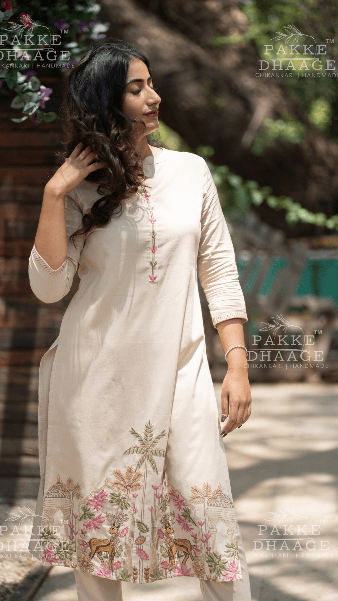 Needle Art Embroidered 3-Pc Suit Set Beige