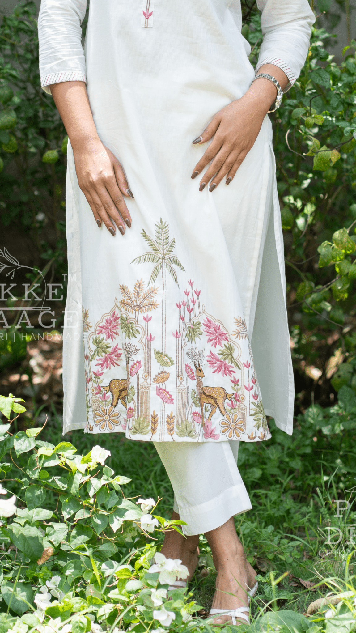 Needle Art Embroidered 3-Pc Suit Set White