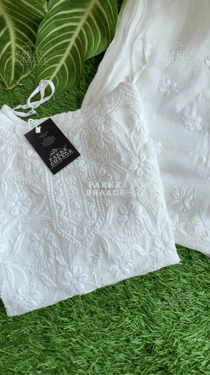 Noor Viscose Georgette Strappy Kurta & Kurta Sets - Classic White