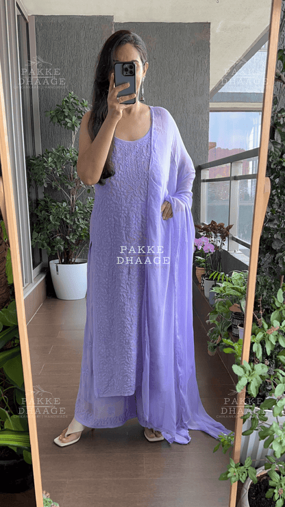 Noor Viscose Georgette Strappy Kurta & Kurta Sets - Lavender