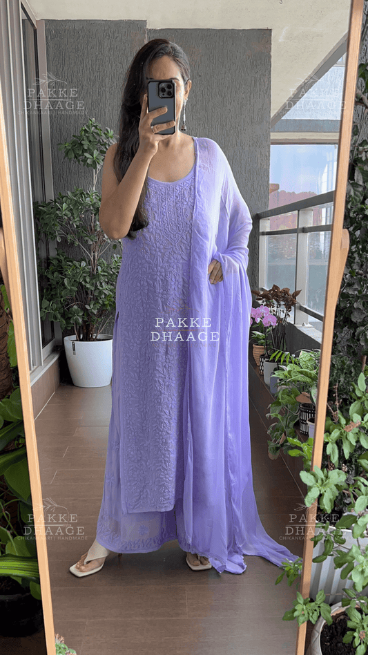 Noor Viscose Georgette Strappy Kurta & Kurta Sets - Lavender