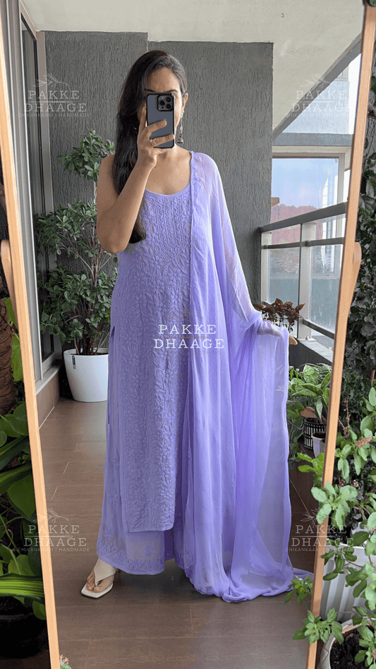 Noor Viscose Georgette Strappy Kurta & Kurta Sets - Lavender