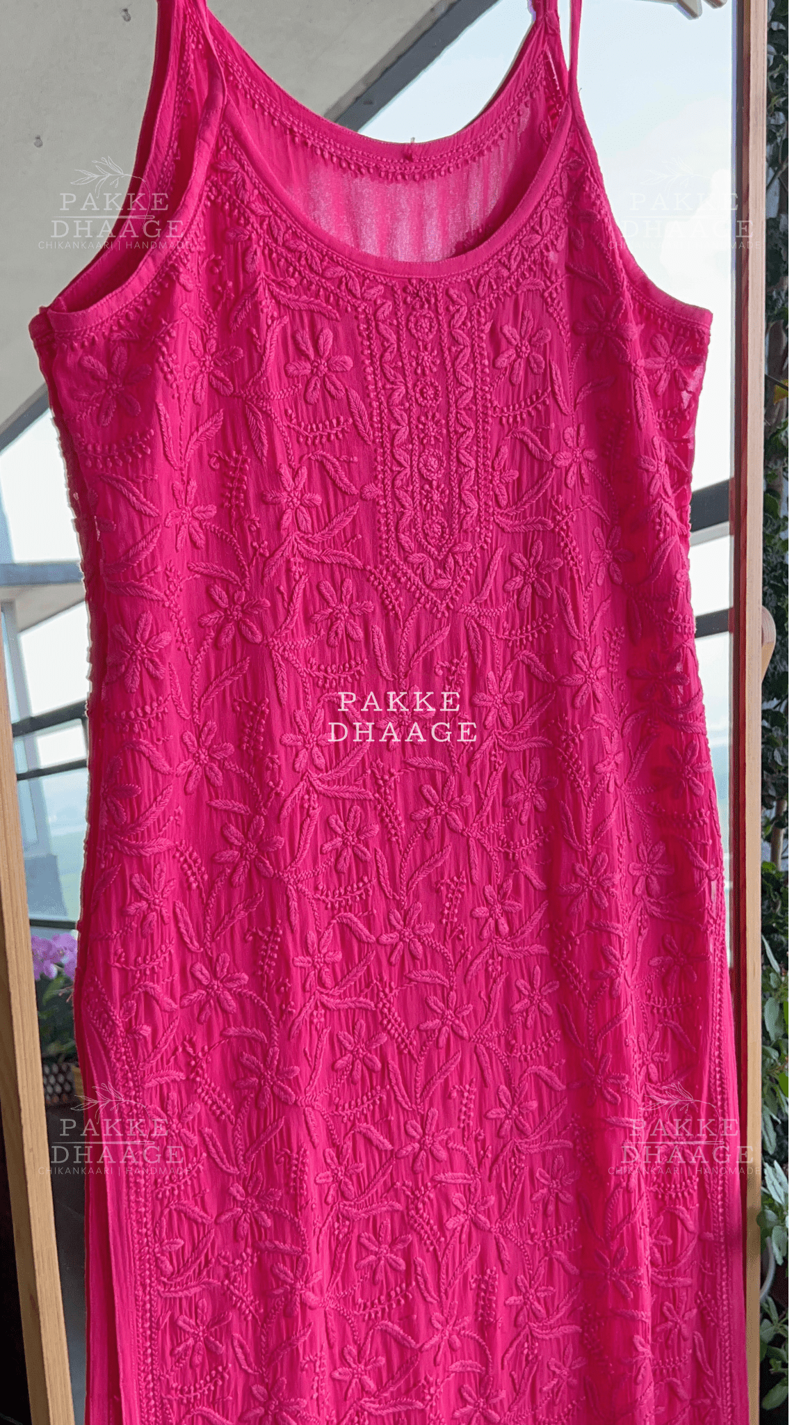 Noor Viscose Georgette Strappy Kurta & Kurta Sets - Love Potion Hot Pink